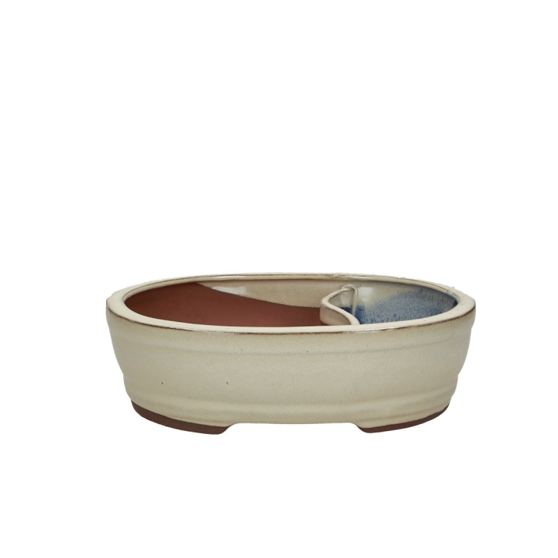 Pot 26 cm oval beige with pool
