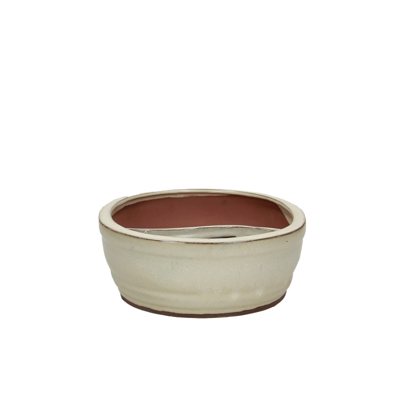 Pot 26 cm oval beige with pool