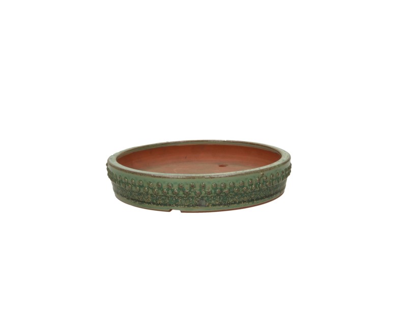 Tokoname pot 20 cm round green