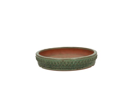 Tokoname pot 20 cm round green