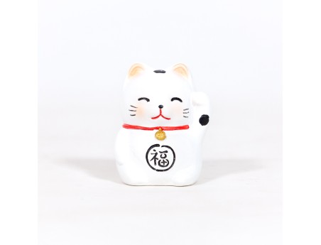 Maneki Neko - Left Paw - White