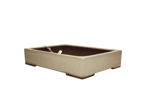 Yamaaki-Vase aus Tokoname, 37 cm, rechteckig, beige