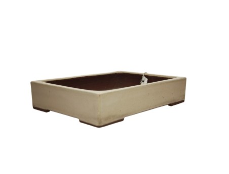 Jarrón Yamaaki Tokoname rectangular de 37 cm, color beige