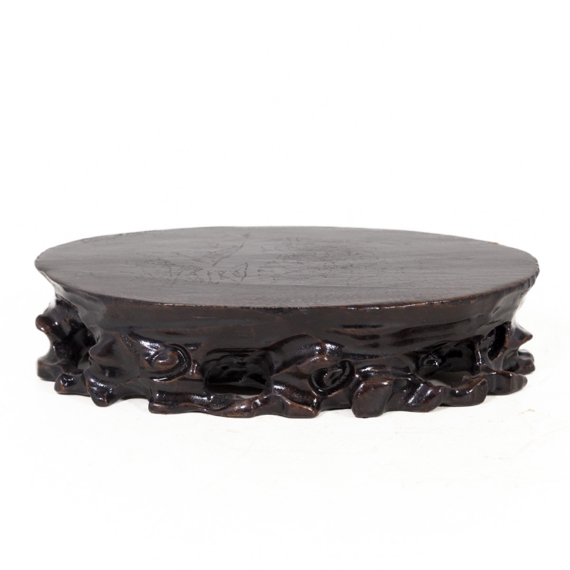 Table petit ovale en bois - 22 x 14,5 x 5 cm