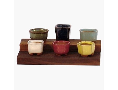 Set vasetti con base in legno
