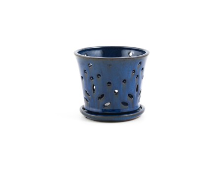 Vaso 15 cm con sottovaso per Orchidee tondo verde
