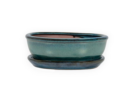 Pot 18,5 cm ovale vert aqua