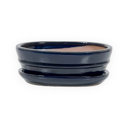 Pot 18,5 cm oval blue