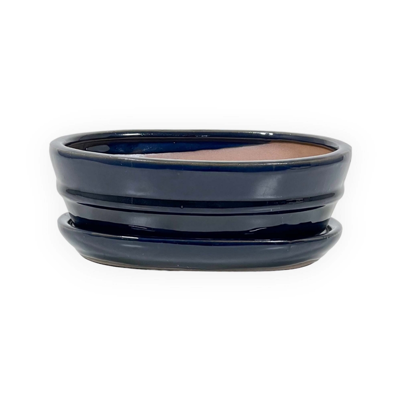Pot 18,5 cm oval blue