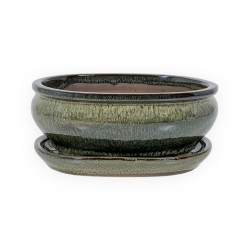 Pot 18,5 cm oval green
