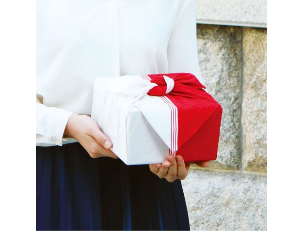 Furoshiki 70 cm - Diagonale Bianco Rosso 2