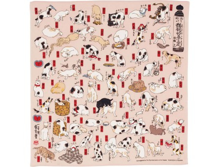 Furoshiki 68 cm - Cats / pink