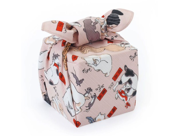 Furoshiki 68 cm - Gatos / rosa 2