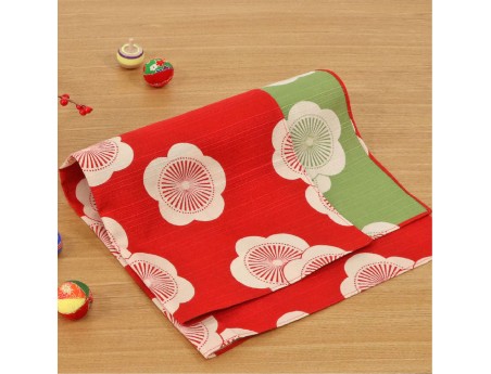 Furoshiki 48 Isa monyo reversibile Albicocca Giapponese rosso e verde