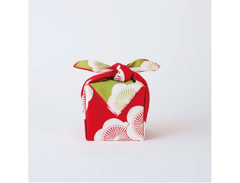 Furoshiki 48 Isa monyo reversibile Albicocca Giapponese rosso e verde