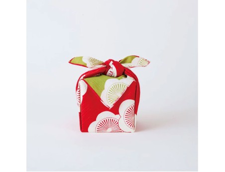 Furoshiki 48 Isa monyo reversibile Albicocca Giapponese rosso e verde