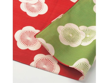 Furoshiki 48 Isa monyo reversibile Albicocca Giapponese rosso e verde