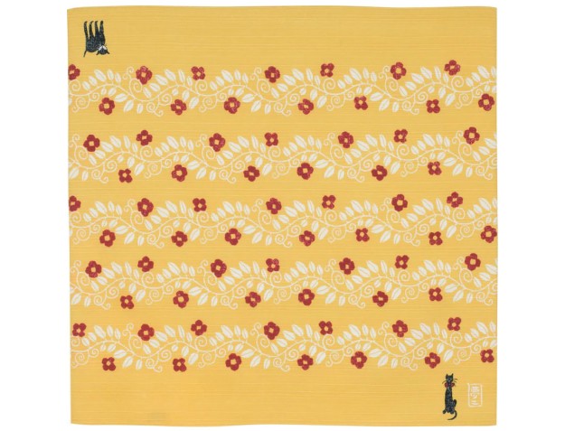 Furoshiki 48 cm - Jaune avec chat