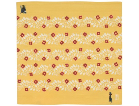 Furoshiki 48 cm - Jaune avec chat