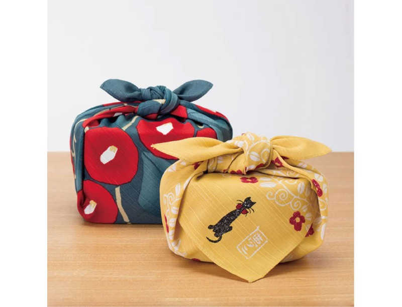 Furoshiki 48 cm - Yellow with cat