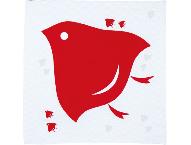 Furoshiki 70 cm - Petit oiseau rouge