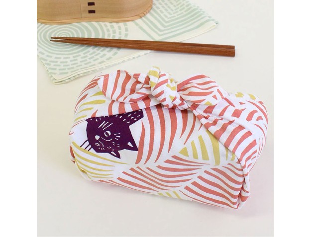 Furoshiki 45 cm - Vögel und Katzen Rosa 2