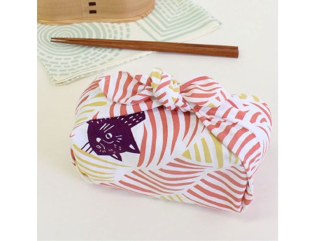 Furoshiki 45 cm - Uccelli e gatti Rosa