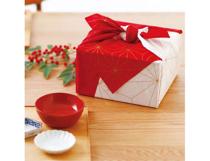 Furoshiki 70 cm Feuille et Tortue Rouge / Hare Tsutsumi