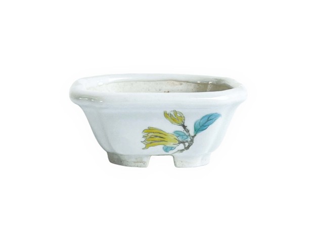 Pot carré - Fleur jaune - 8 cm