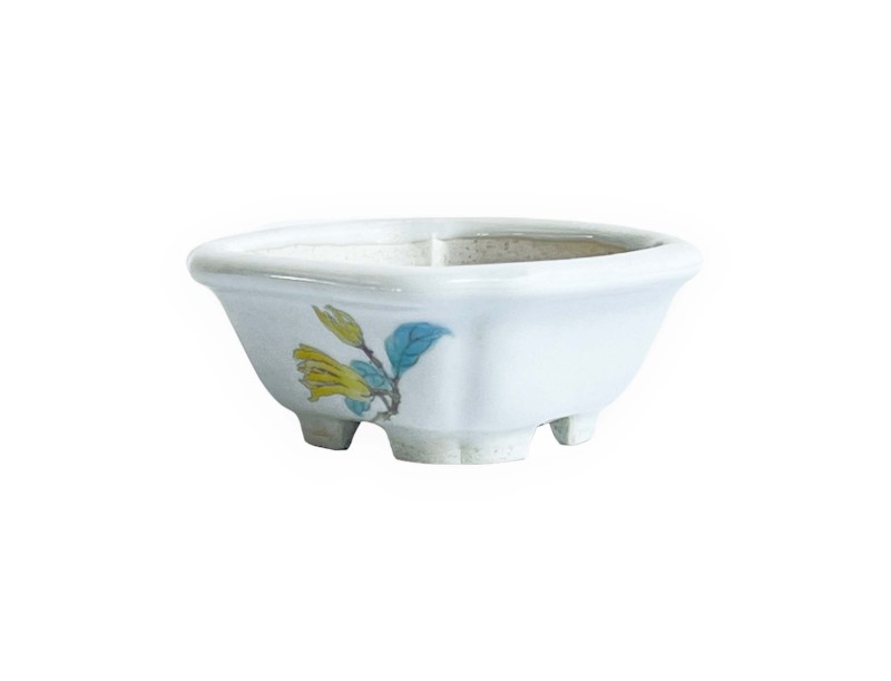 Pot carré - Fleur jaune - 8 cm
