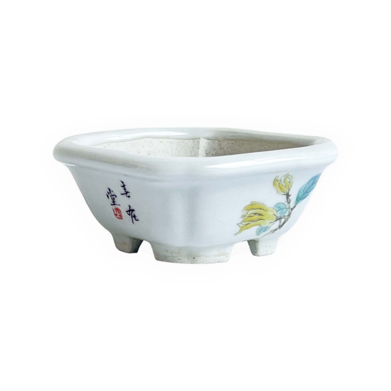 Vaso quadrato - Fiore giallo - 8 cm