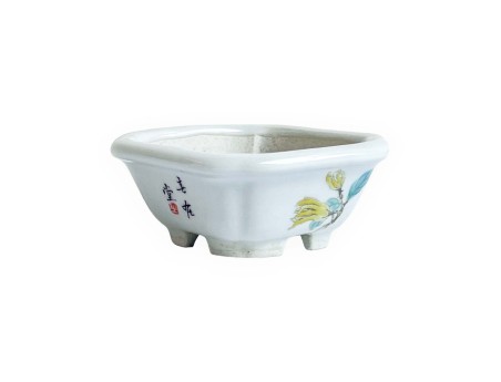 Pot carré - Fleur jaune - 8 cm