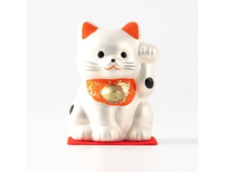 Gatto portafortuna Maneki neko perlato cm 5,5