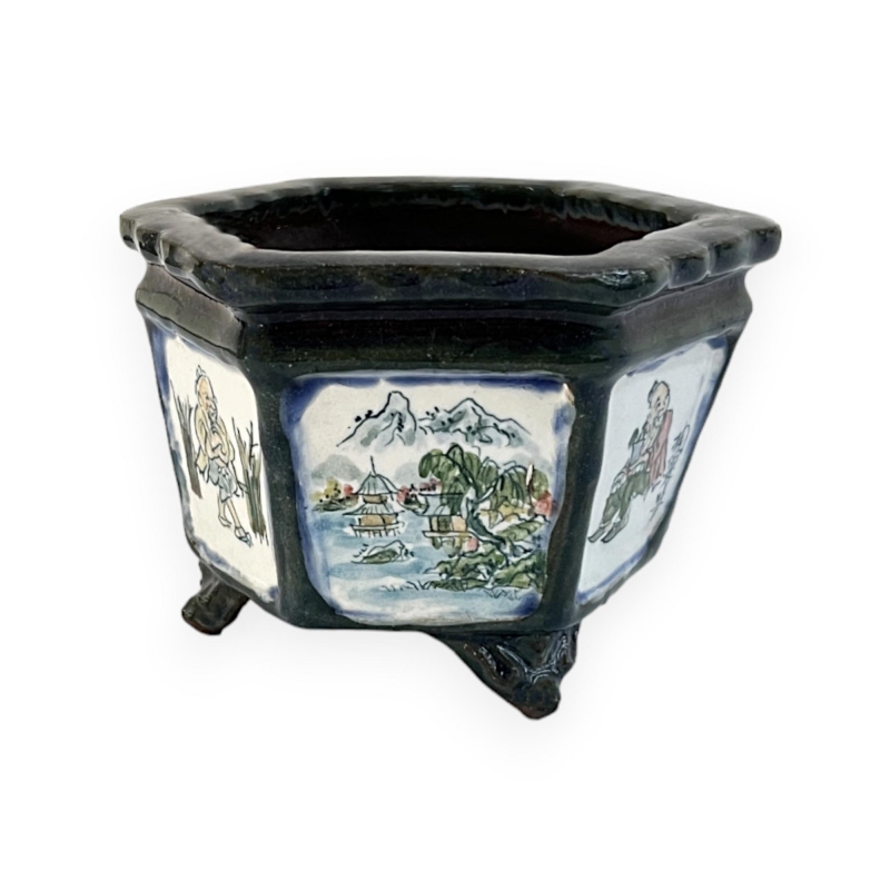 Vaso - Tosui - Bonsaista con paesaggio - 13,5 cm