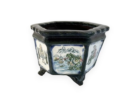 Vaso - Tosui - Bonsaista con paesaggio - 13,5 cm