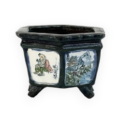 Vaso - Tosui - Bonsaista con paesaggio - 13,5 cm