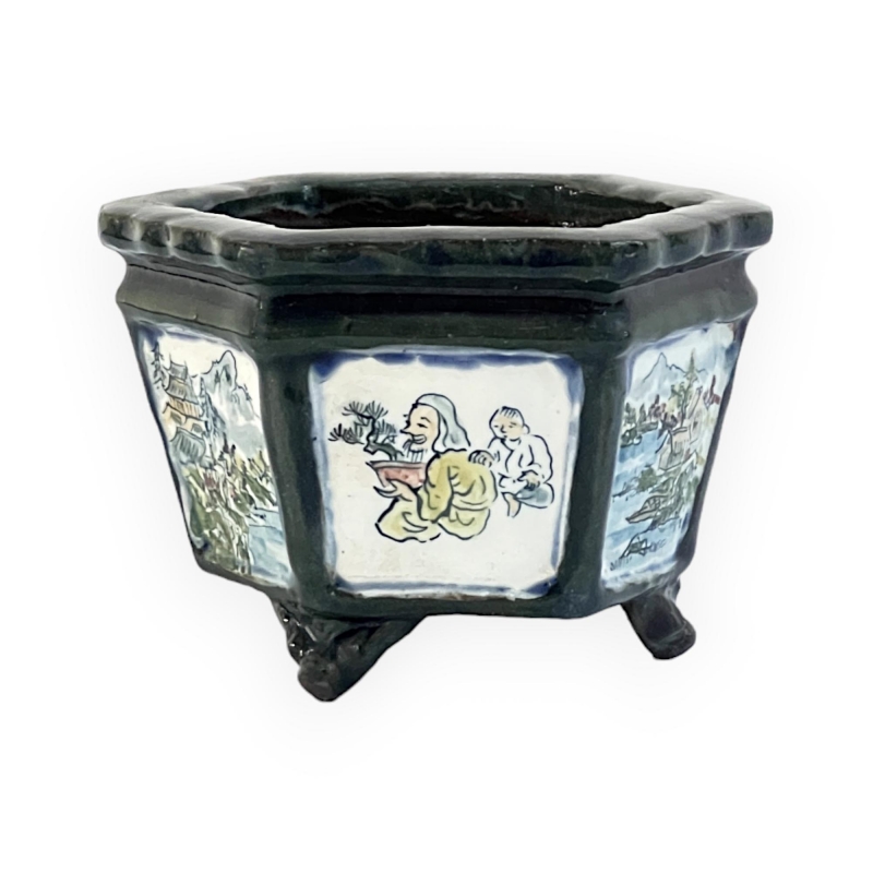 Vaso - Tosui - Bonsaista con paesaggio - 13,5 cm