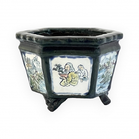 Pot - Tosui - Bonsaïste avec paysage - 13,5 cm