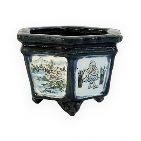 Pot - Tosui - Bonsaïste avec paysage - 13,5 cm