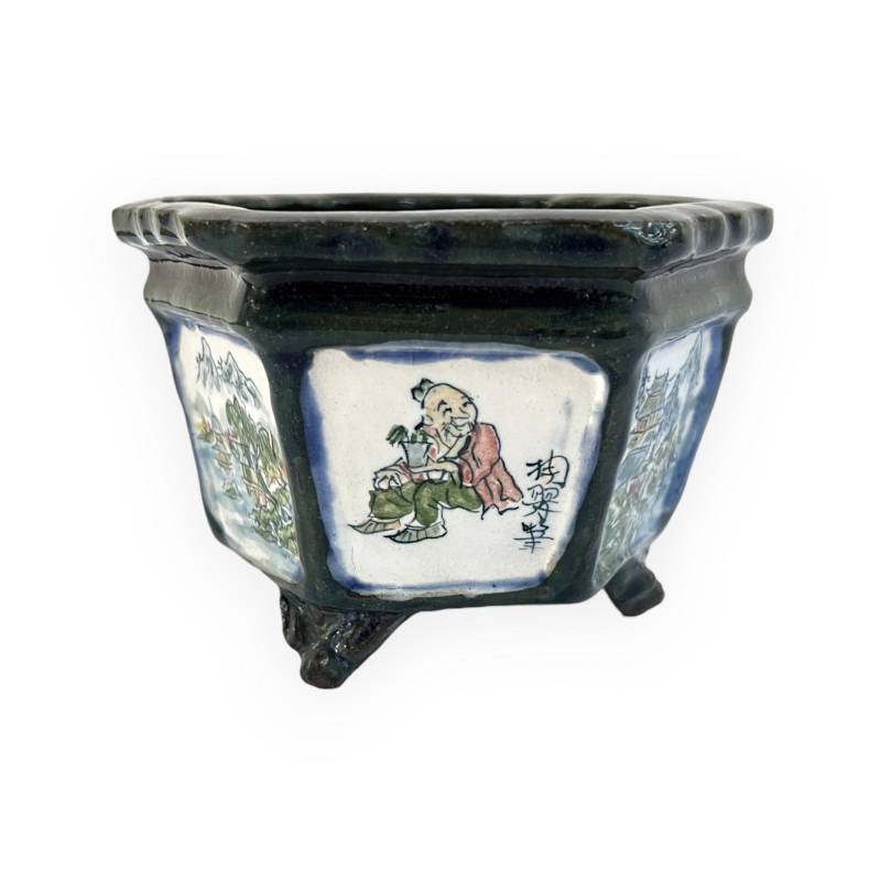 Vaso - Tosui - Bonsaista con paesaggio - 13,5 cm