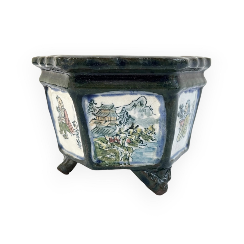Vaso - Tosui - Bonsaista con paesaggio - 13,5 cm