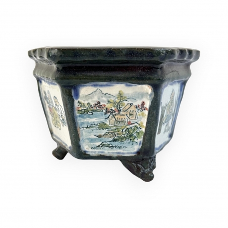 Vaso - Tosui - Bonsaista con paesaggio - 13,5 cm