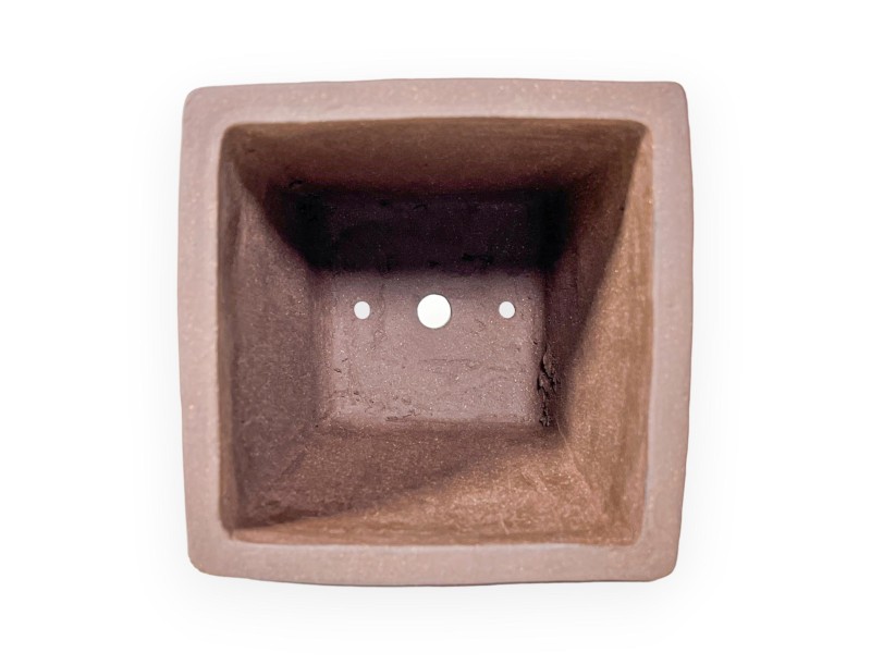 Vierkant ongeglazuurde steengoed Chinese Bonsai pot - 13,5 cm