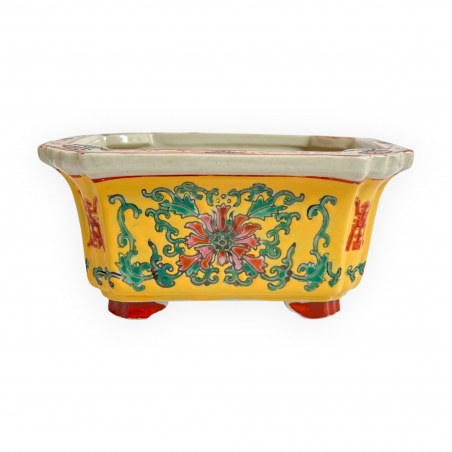 Pot - Motif floral rouge - 12,5 cm