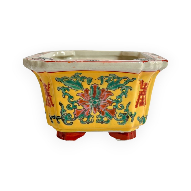 Pot - Motif floral rouge - 12,5 cm