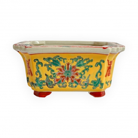 Pot - Motif floral rouge - 12,5 cm
