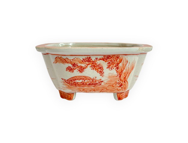 Pot - Xu Lei Nuo - Landscape with fishermen - 14,5 cm