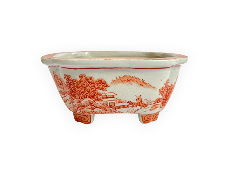 Pot - Xu Lei Nuo - Landscape with fishermen - 14,5 cm