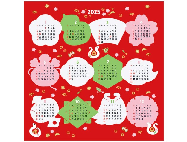Furoshiki 50 cm Schlange Shiki no Irodori, Roter Kalender