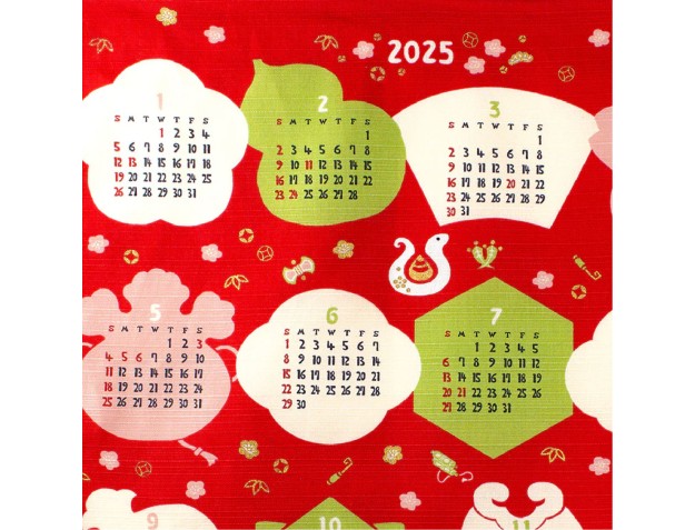 Furoshiki 50 cm Serpiente Shiki no Irodori, Calendario Rojo 2